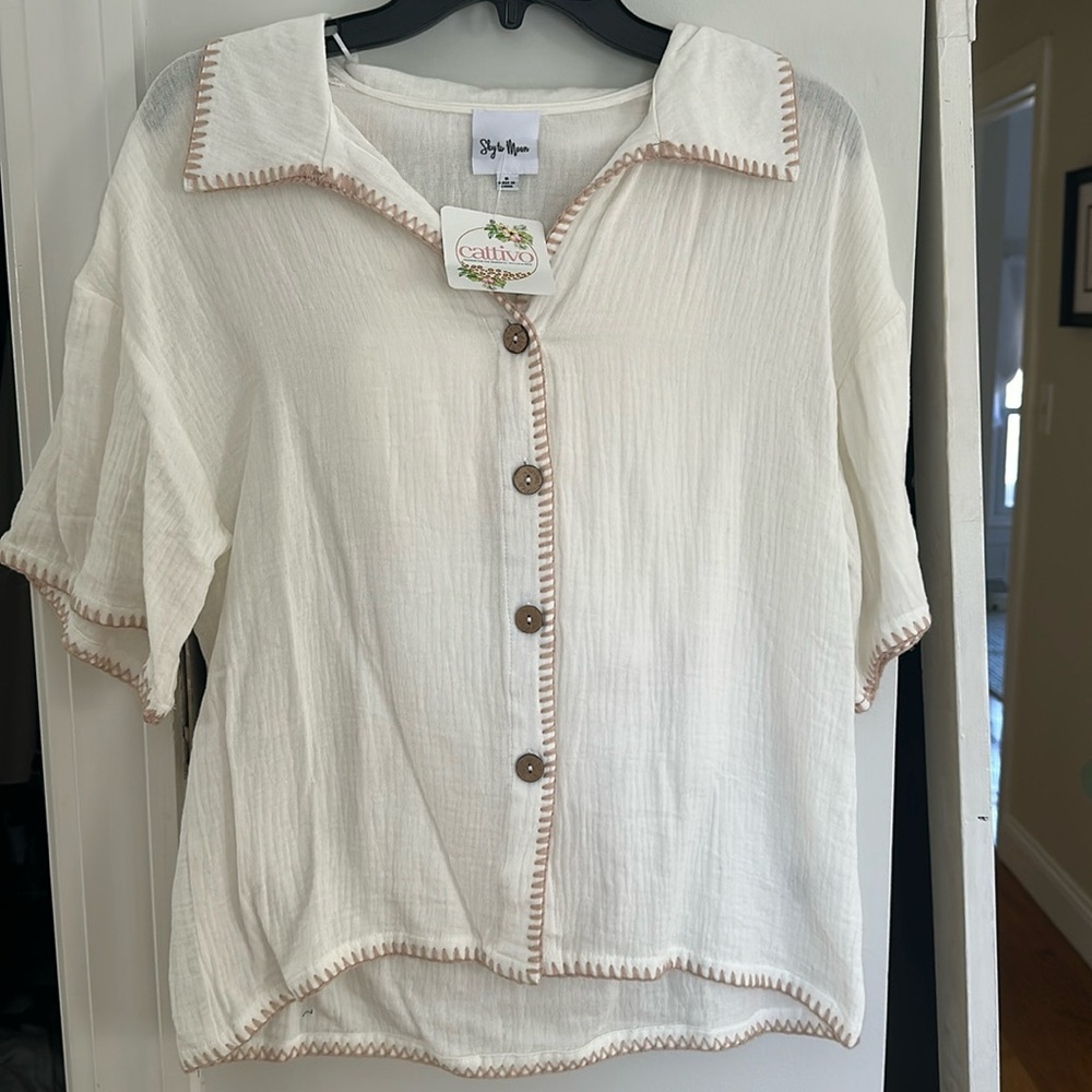 Gauzy button down and short set